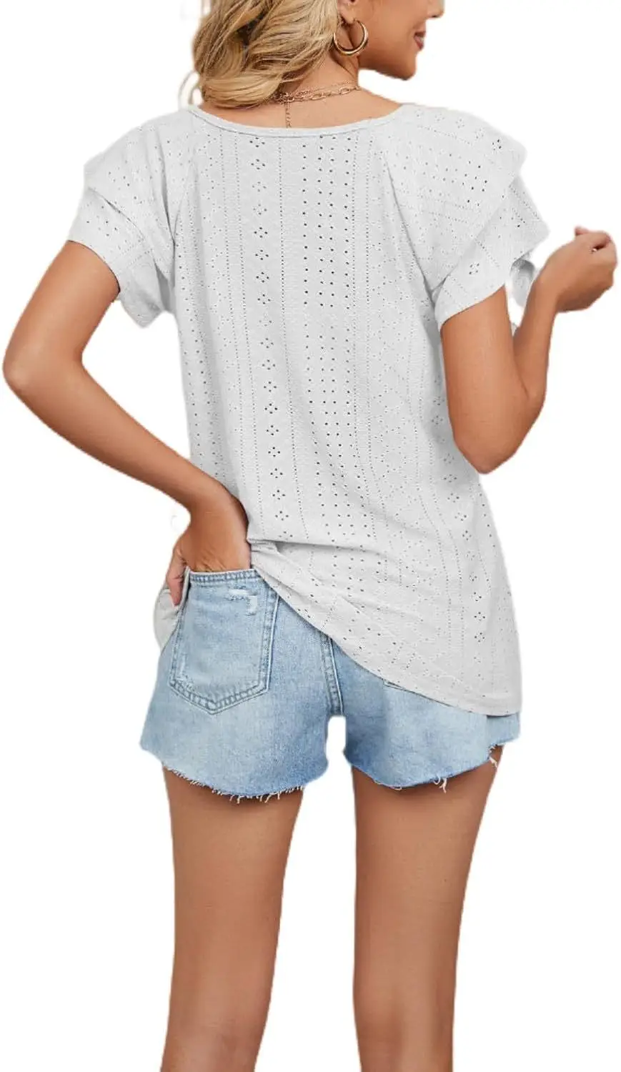 Women Black Lotus Leaf Short Sleeve T-Shirt Casual Top — feature 24