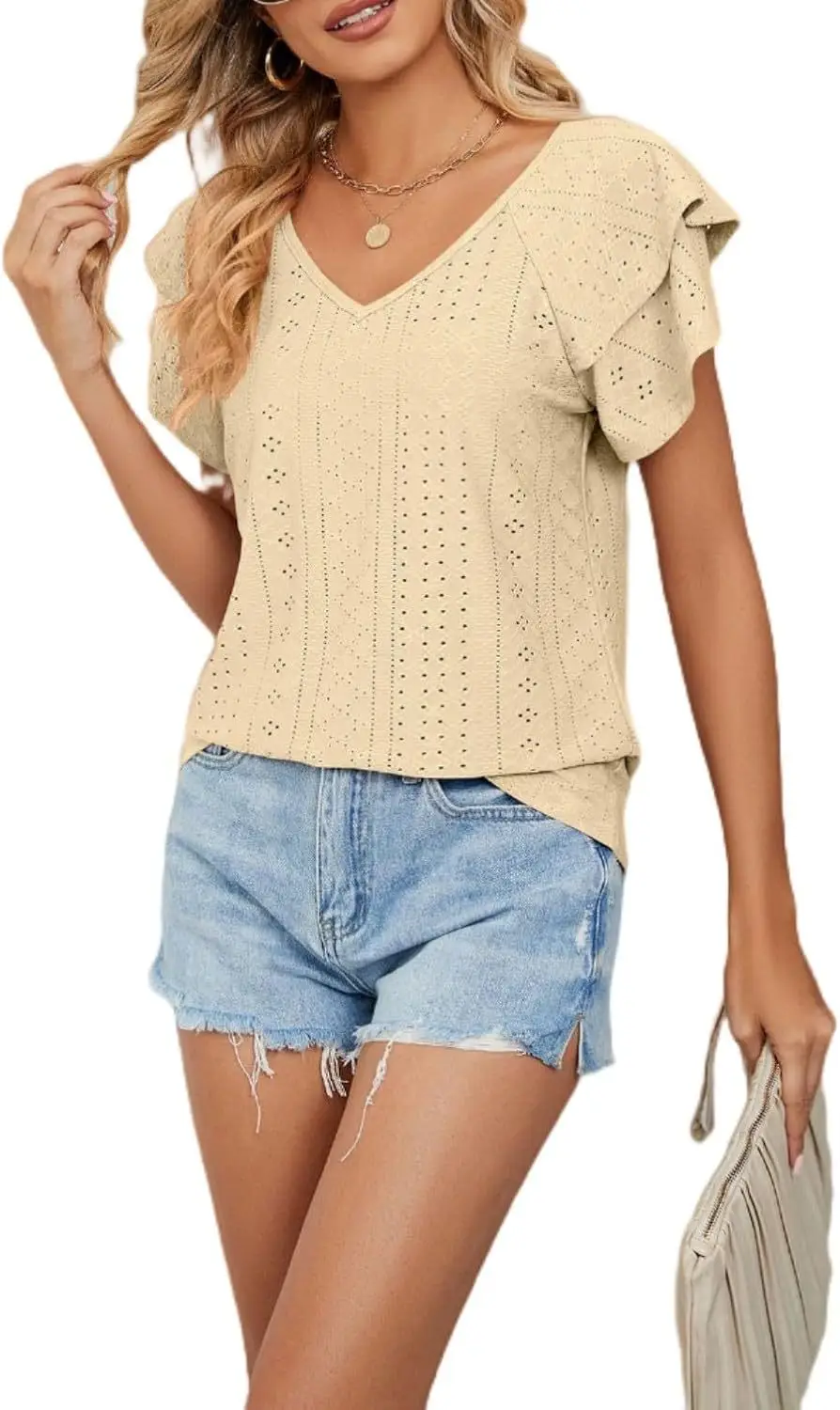 Women Black Lotus Leaf Short Sleeve T-Shirt Casual Top — feature 35