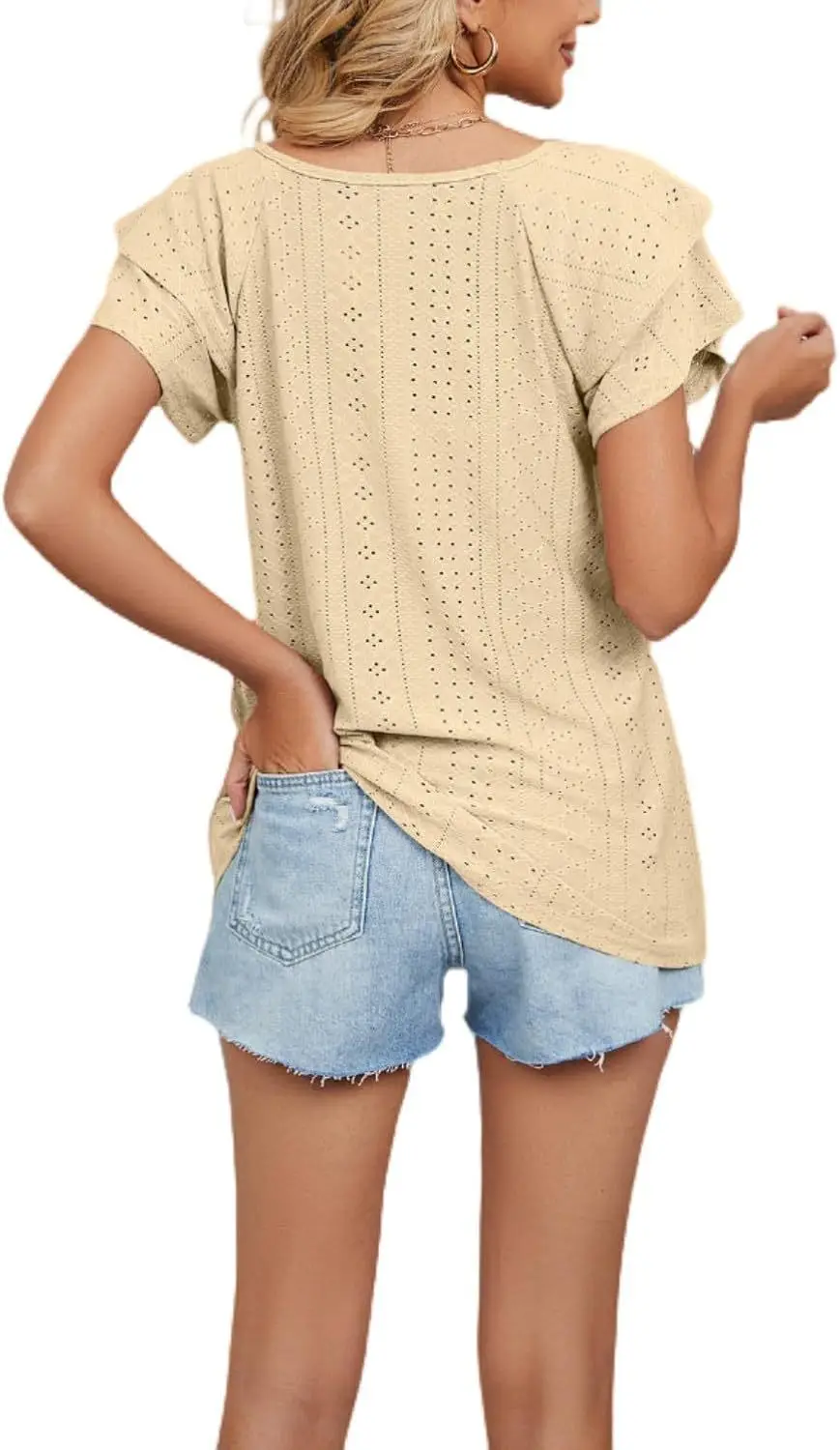 Women Black Lotus Leaf Short Sleeve T-Shirt Casual Top — feature 36