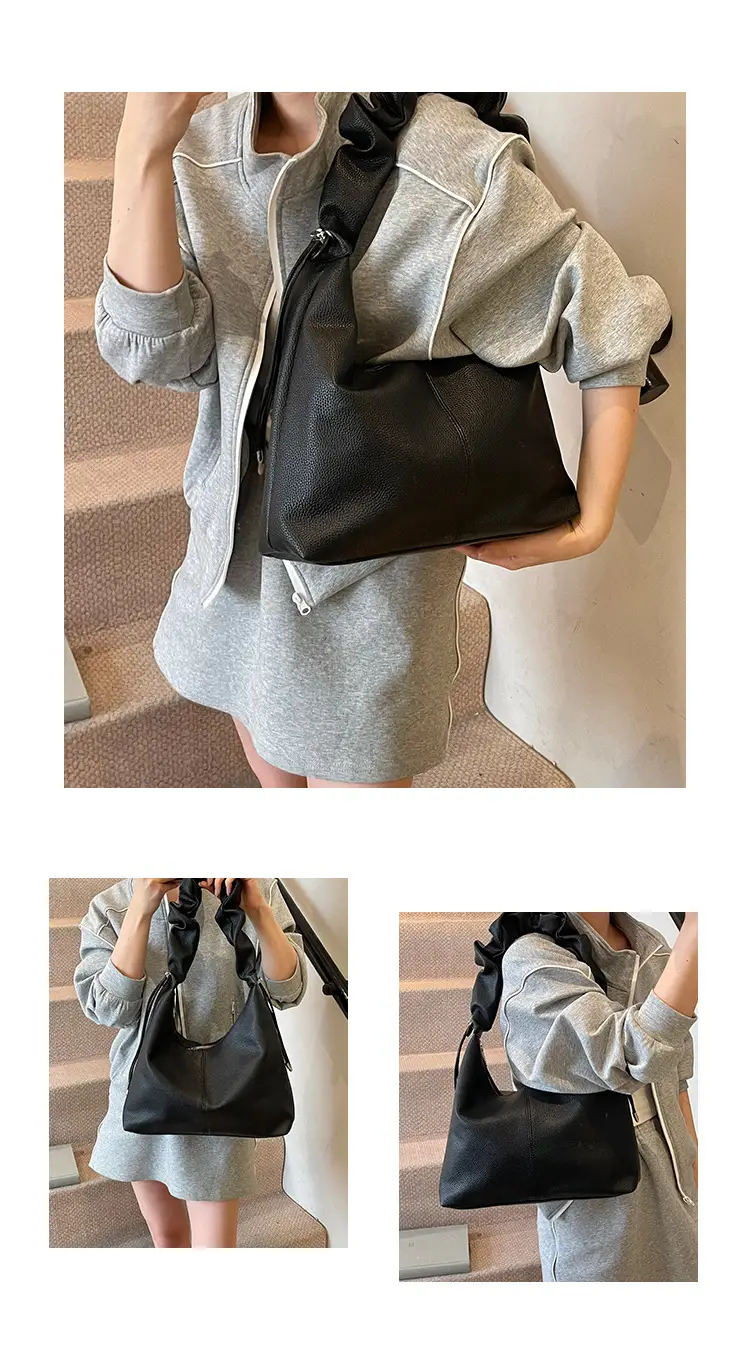 Women's Cream Pleated Shoulder Bag Large Capacity Summer 2025 — feature 13