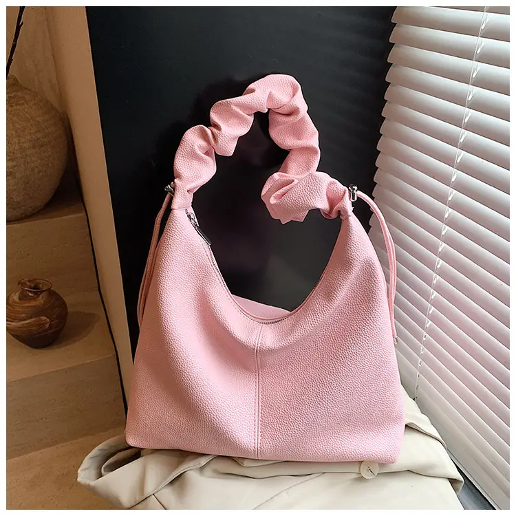 Women's Cream Pleated Shoulder Bag Large Capacity Summer 2025 — feature 21