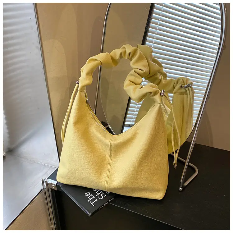 Women's Cream Pleated Shoulder Bag Large Capacity Summer 2025 — feature 23