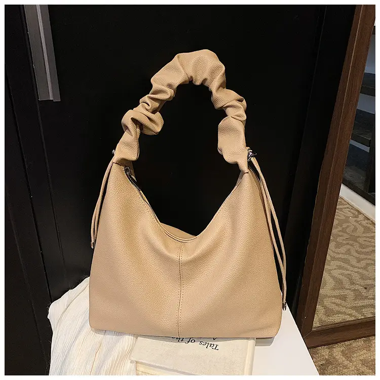 Women's Cream Pleated Shoulder Bag Large Capacity Summer 2025 — feature 25