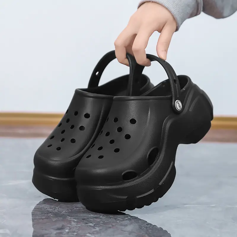 Summer New Beach Shoes High Heel Thick Bottom Women's Slippers Casual Women's Indoor and Outdoor Sandals Hollow Breathable Hole Shoes for Women