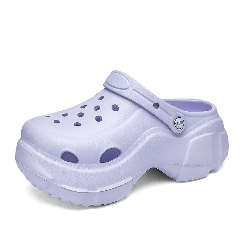 Summer New Beach Shoes High Heel Thick Bottom Women's Slippers Casual Women's Indoor and Outdoor Sandals Hollow Breathable Hole Shoes for Women