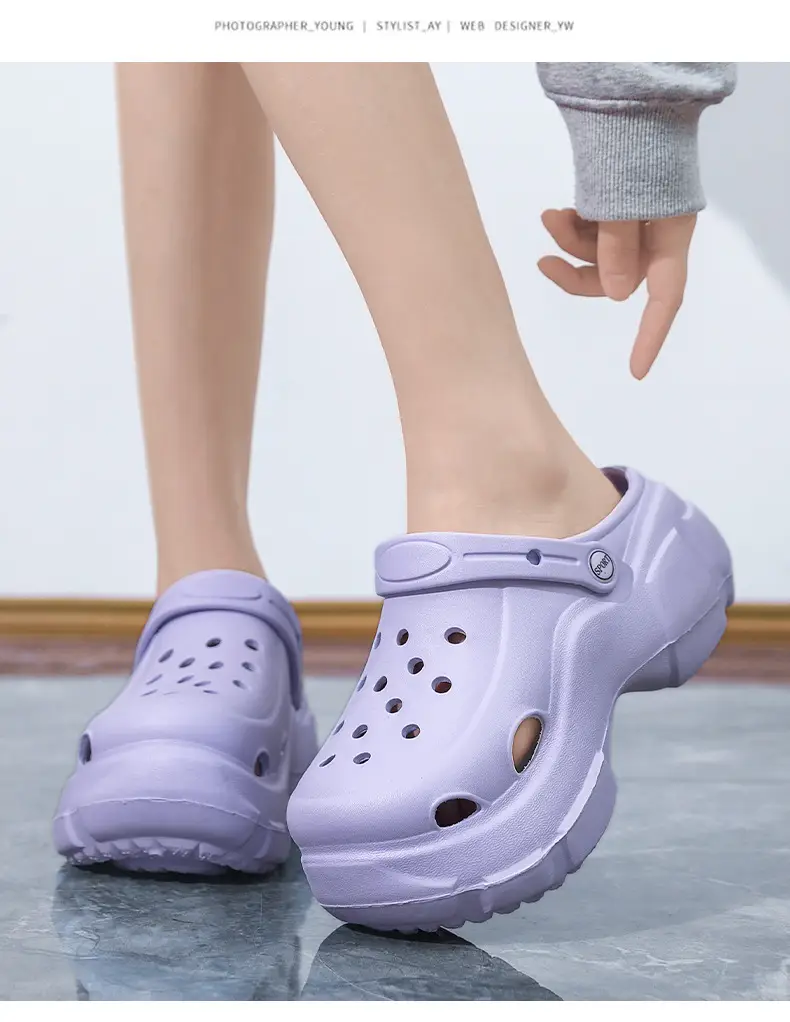 Summer New Beach Shoes High Heel Thick Bottom Women's Slippers Casual Women's Indoor and Outdoor Sandals Hollow Breathable Hole Shoes for Women — feature 11