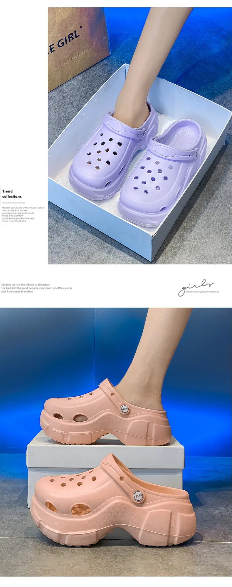 Summer New Beach Shoes High Heel Thick Bottom Women's Slippers Casual Women's Indoor and Outdoor Sandals Hollow Breathable Hole Shoes for Women — feature 12