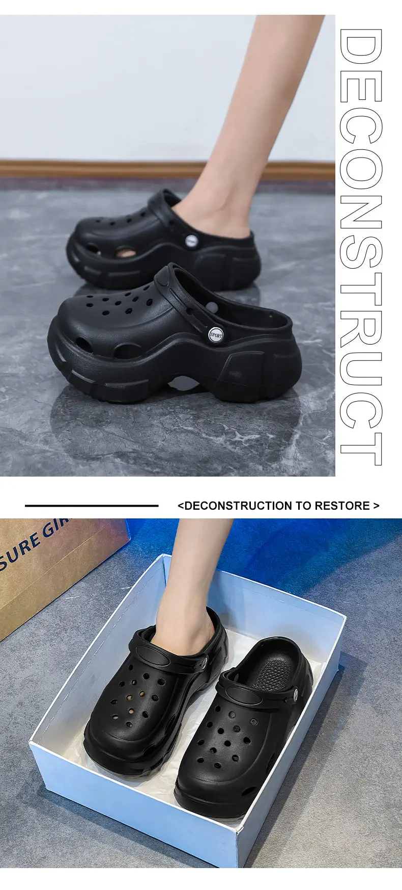 Summer New Beach Shoes High Heel Thick Bottom Women's Slippers Casual Women's Indoor and Outdoor Sandals Hollow Breathable Hole Shoes for Women — feature 16