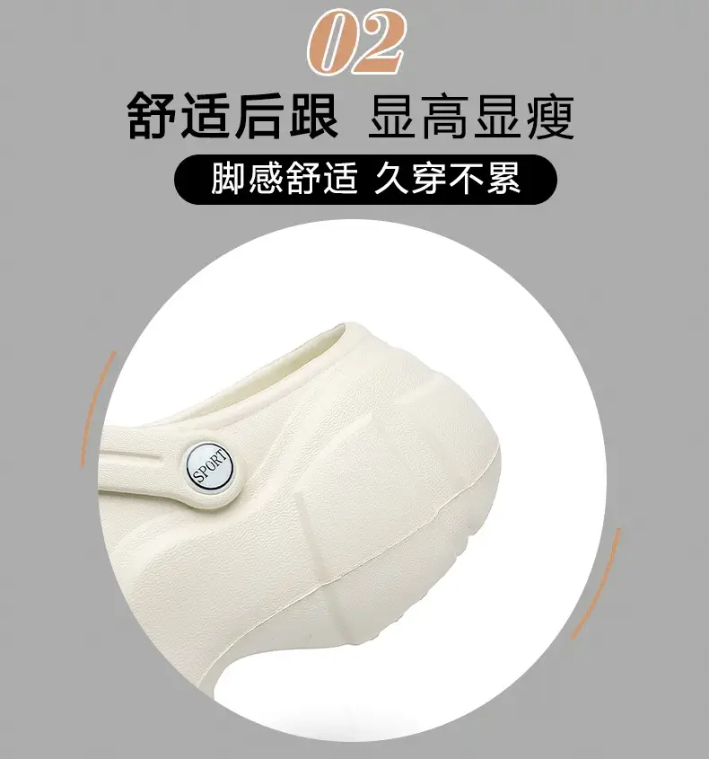 Summer New Beach Shoes High Heel Thick Bottom Women's Slippers Casual Women's Indoor and Outdoor Sandals Hollow Breathable Hole Shoes for Women — feature 6