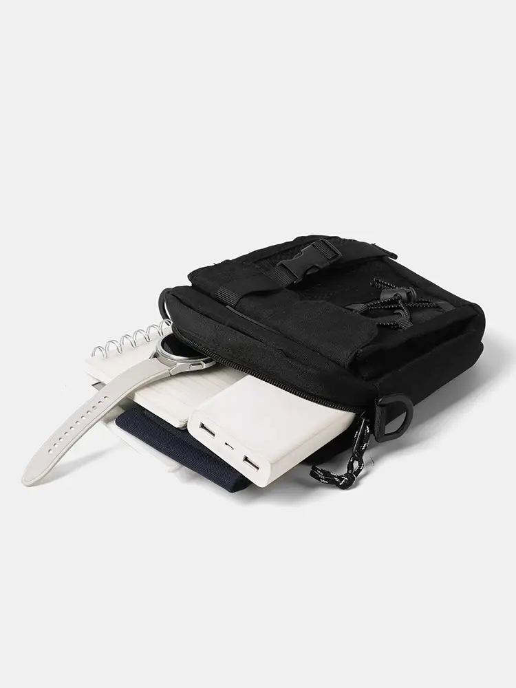 Men's Black Crossbody Satchel Bag with Adjustable Strap