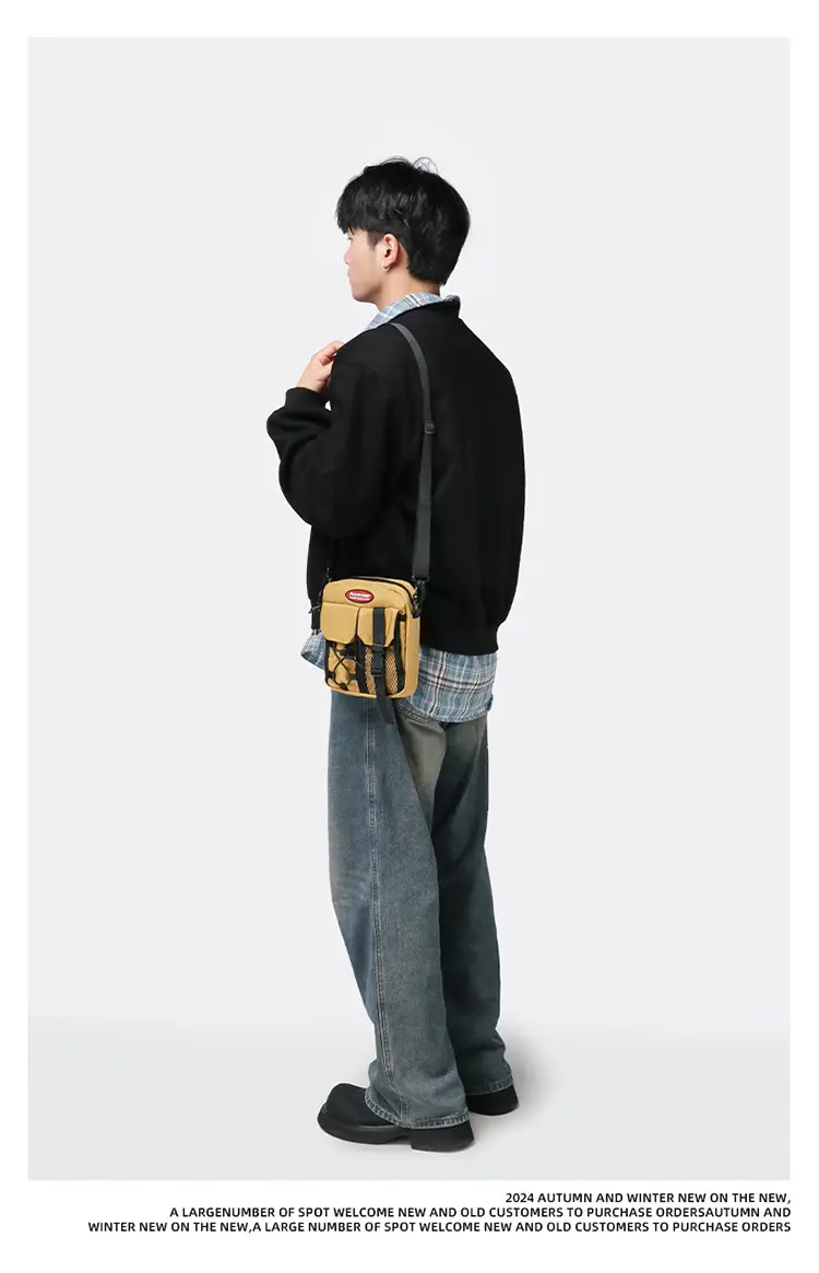 Men's Black Crossbody Satchel Bag with Adjustable Strap — feature 10