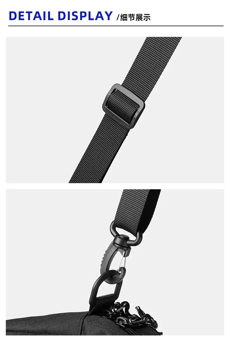 Men's Black Crossbody Satchel Bag with Adjustable Strap — feature 15