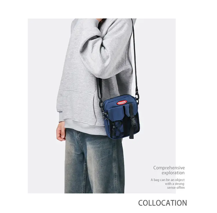 Men's Black Crossbody Satchel Bag with Adjustable Strap — feature 2