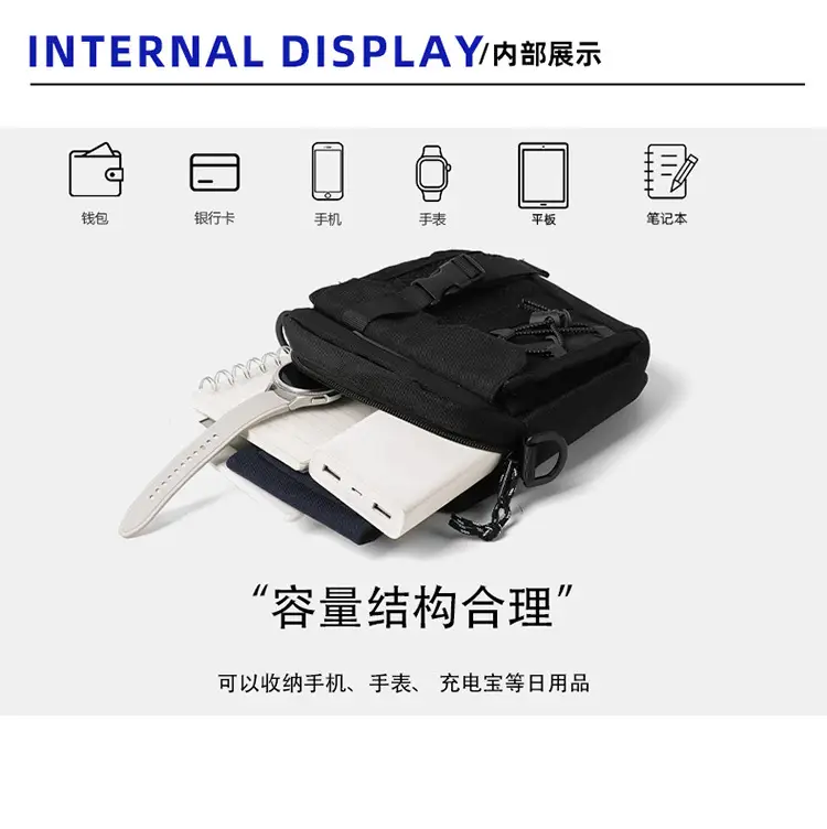 Men's Black Crossbody Satchel Bag with Adjustable Strap — feature 4