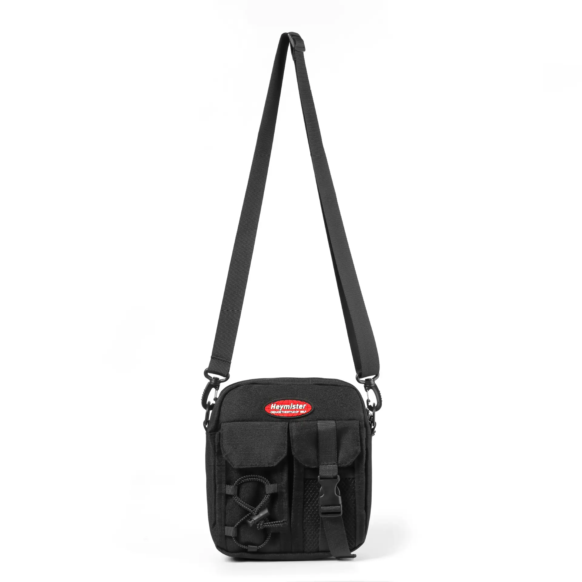 Men's Black Crossbody Satchel Bag with Adjustable Strap
