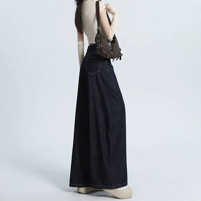 Dark Blue Wide Leg Pants 2025 Slimming Drapey