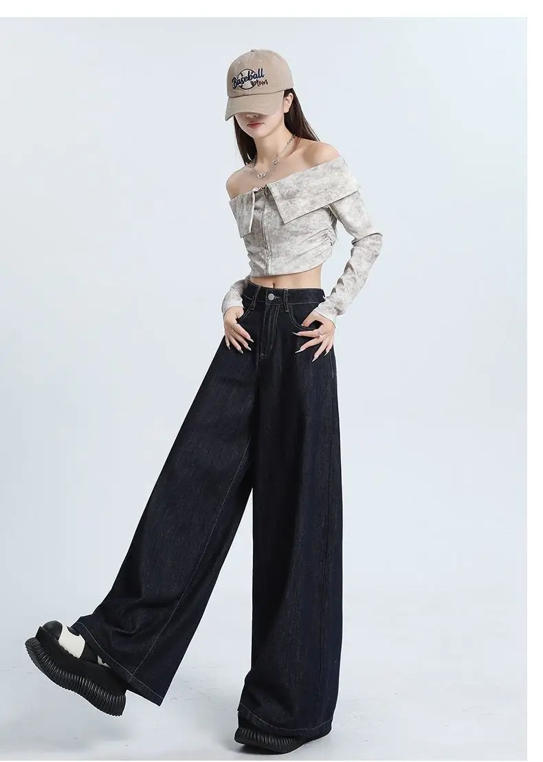 Dark Blue Wide Leg Pants 2025 Slimming Drapey — feature 13