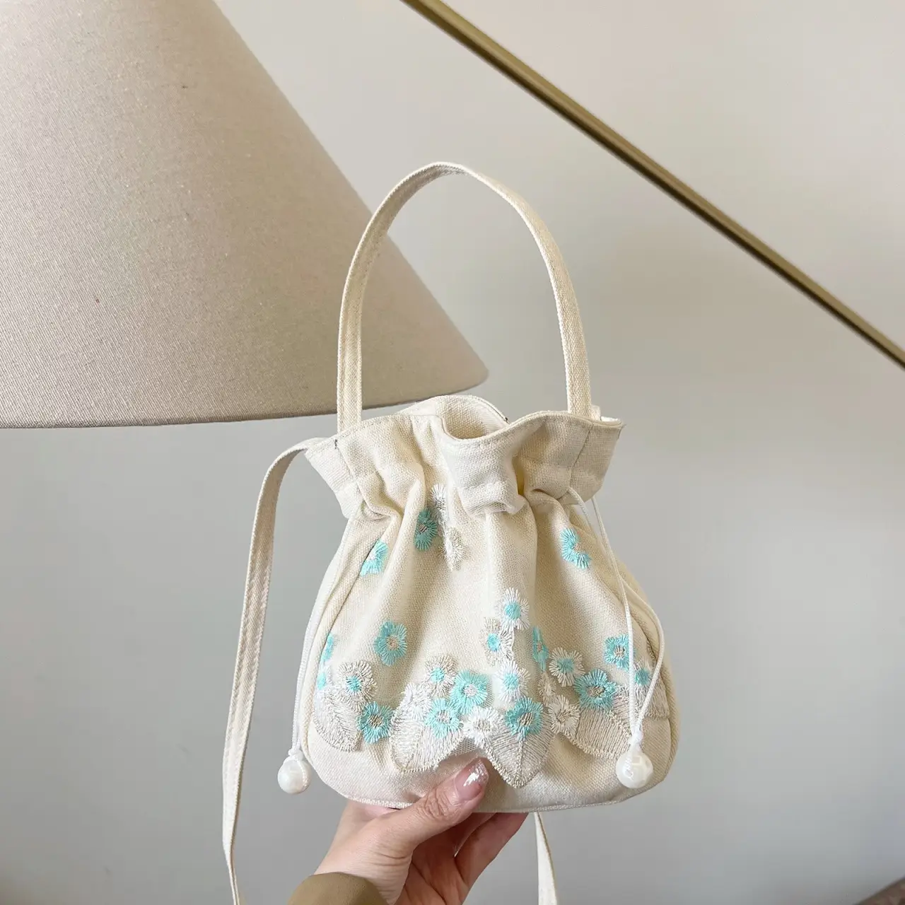 Chinese Embroidered Handbag with Lace Detail - Image 5