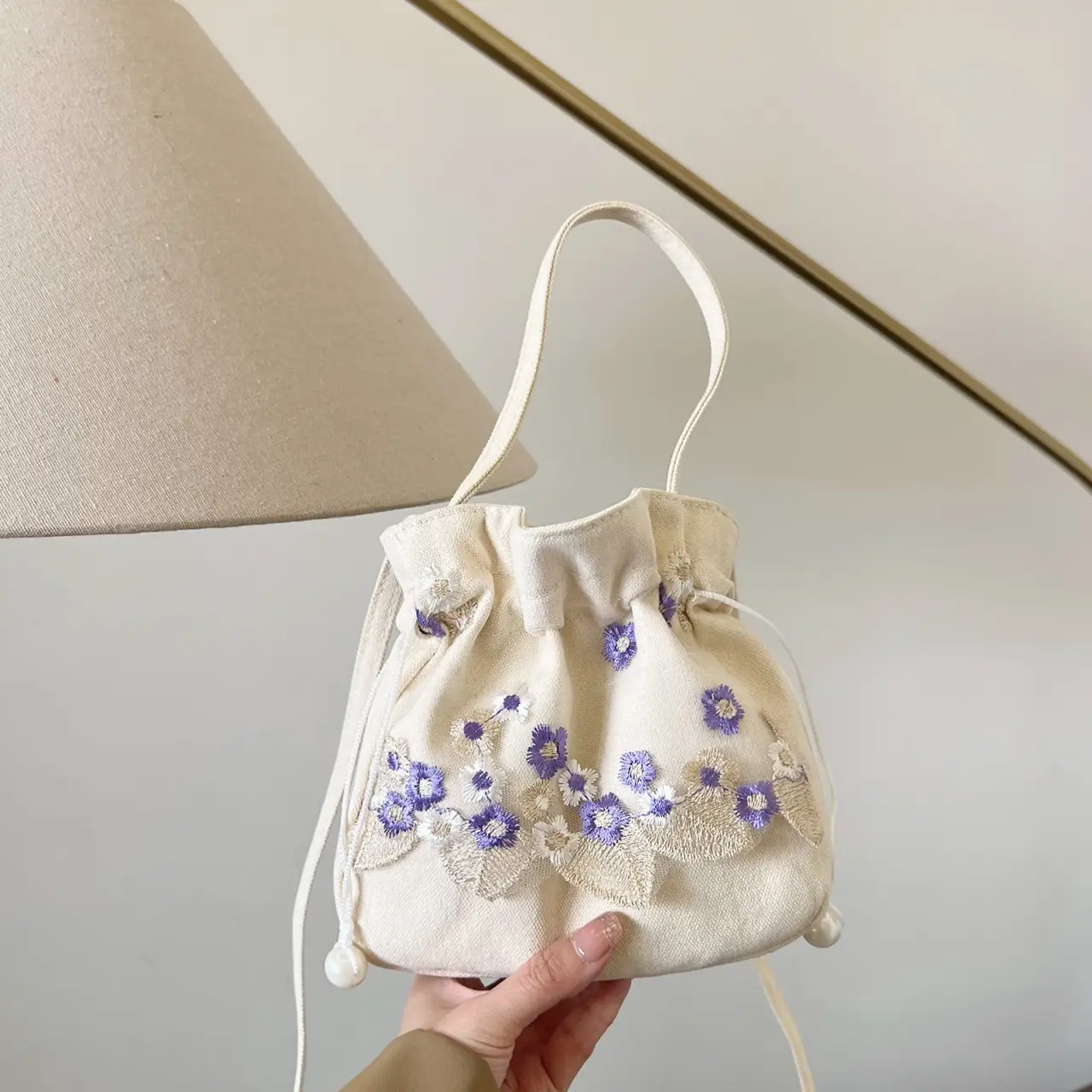 Chinese Embroidered Handbag with Lace Detail - Image 6