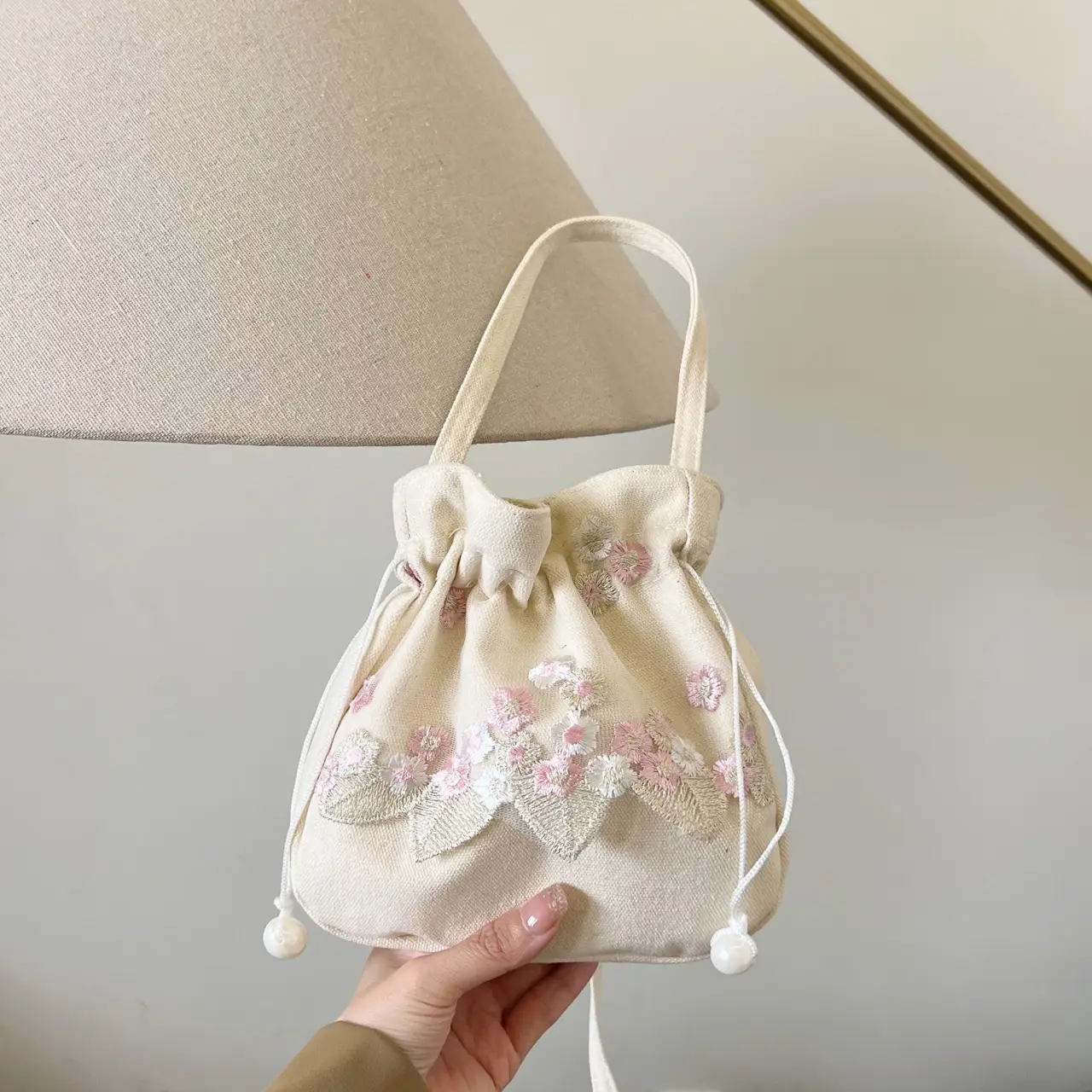 Chinese Embroidered Handbag with Lace Detail - Image 7