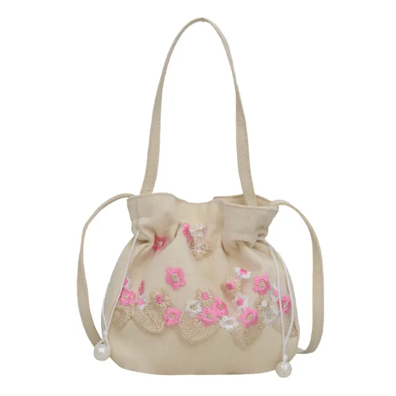 Chinese Embroidered Handbag with Lace Detail - Image 8