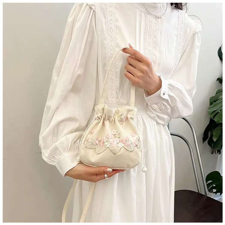Chinese Embroidered Handbag with Lace Detail — feature 10