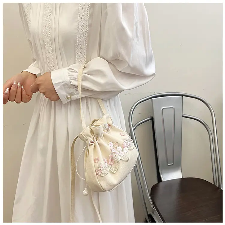 Chinese Embroidered Handbag with Lace Detail — feature 11