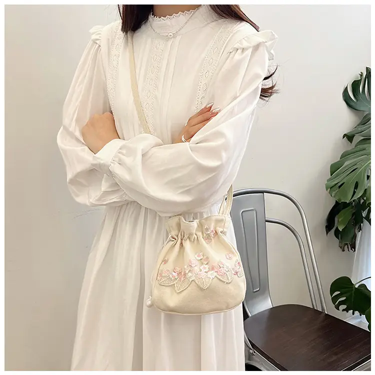 Chinese Embroidered Handbag with Lace Detail — feature 12