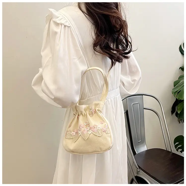 Chinese Embroidered Handbag with Lace Detail — feature 13