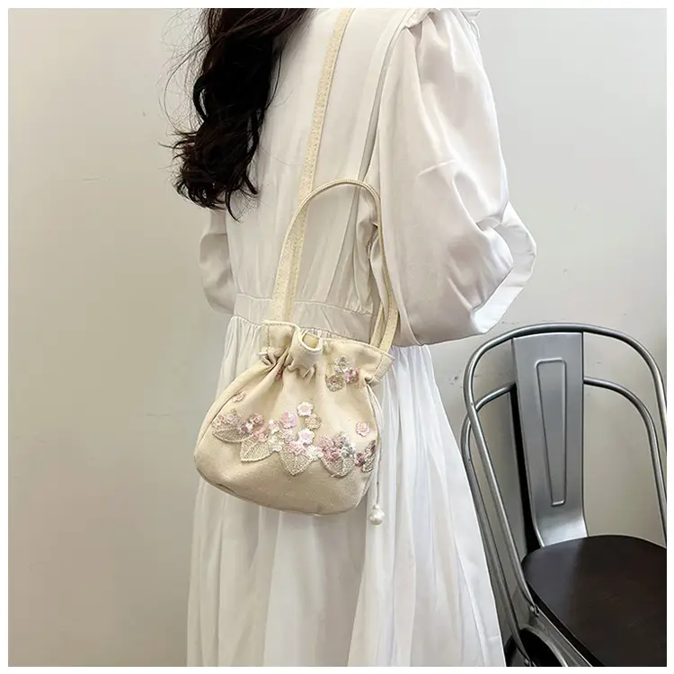Chinese Embroidered Handbag with Lace Detail — feature 14