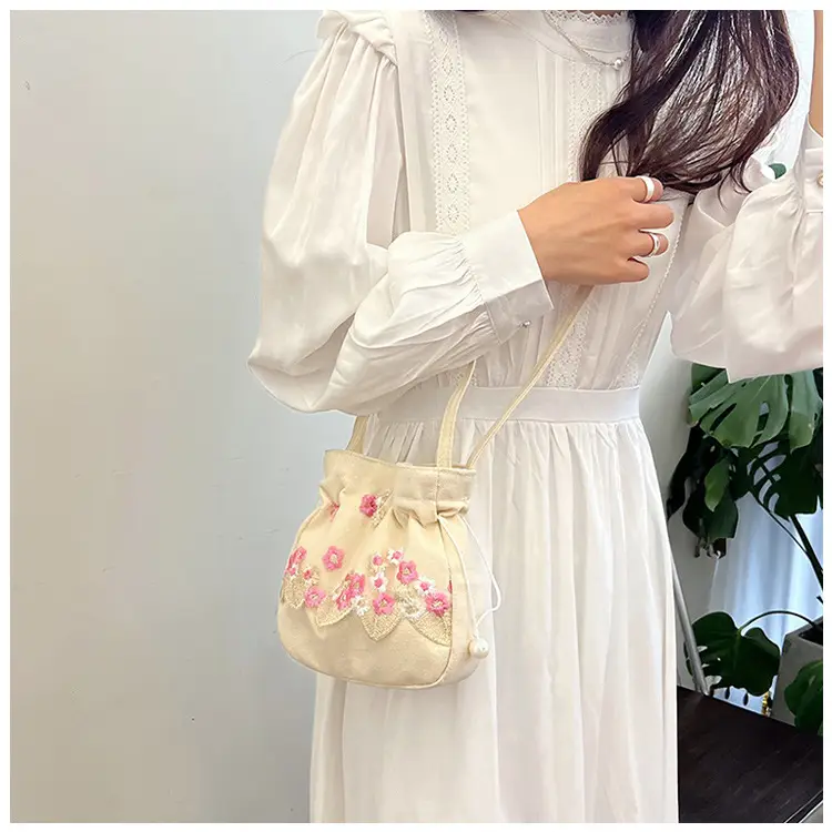 Chinese Embroidered Handbag with Lace Detail — feature 17