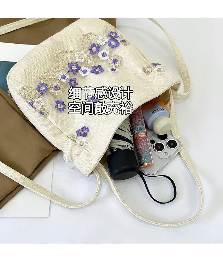 Chinese Embroidered Handbag with Lace Detail — feature 7