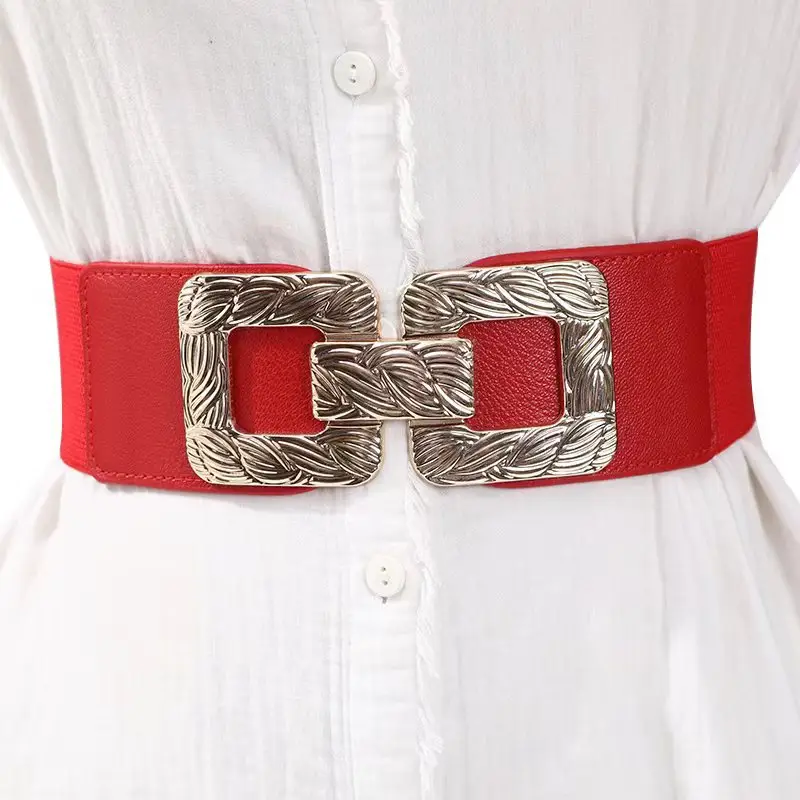 Double Round Buckle Belt Women's Fashionable All-match Coat Dress - Image 3