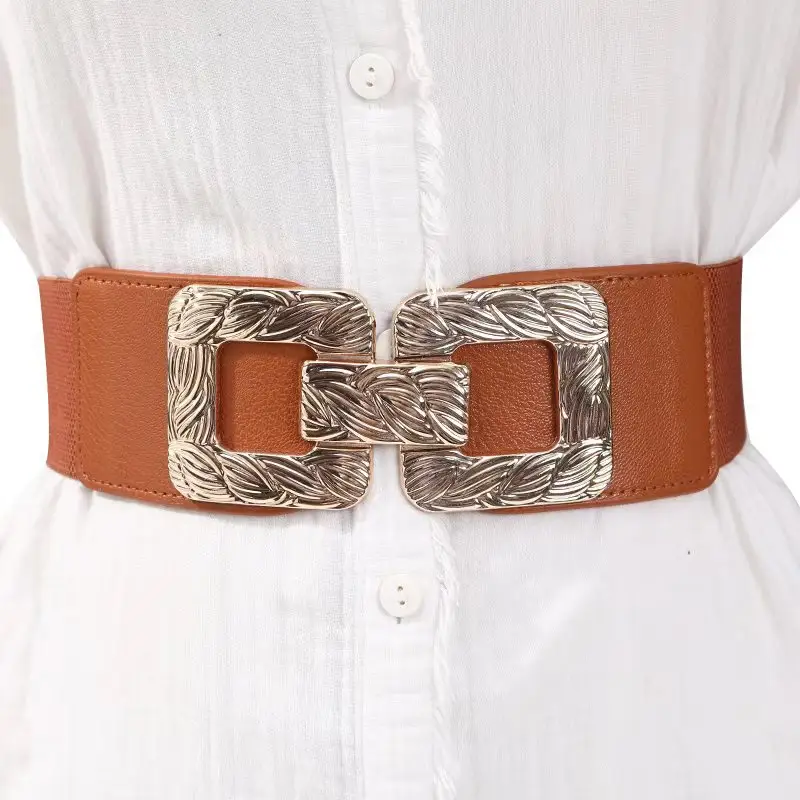 Double Round Buckle Belt Women's Fashionable All-match Coat Dress - Image 4