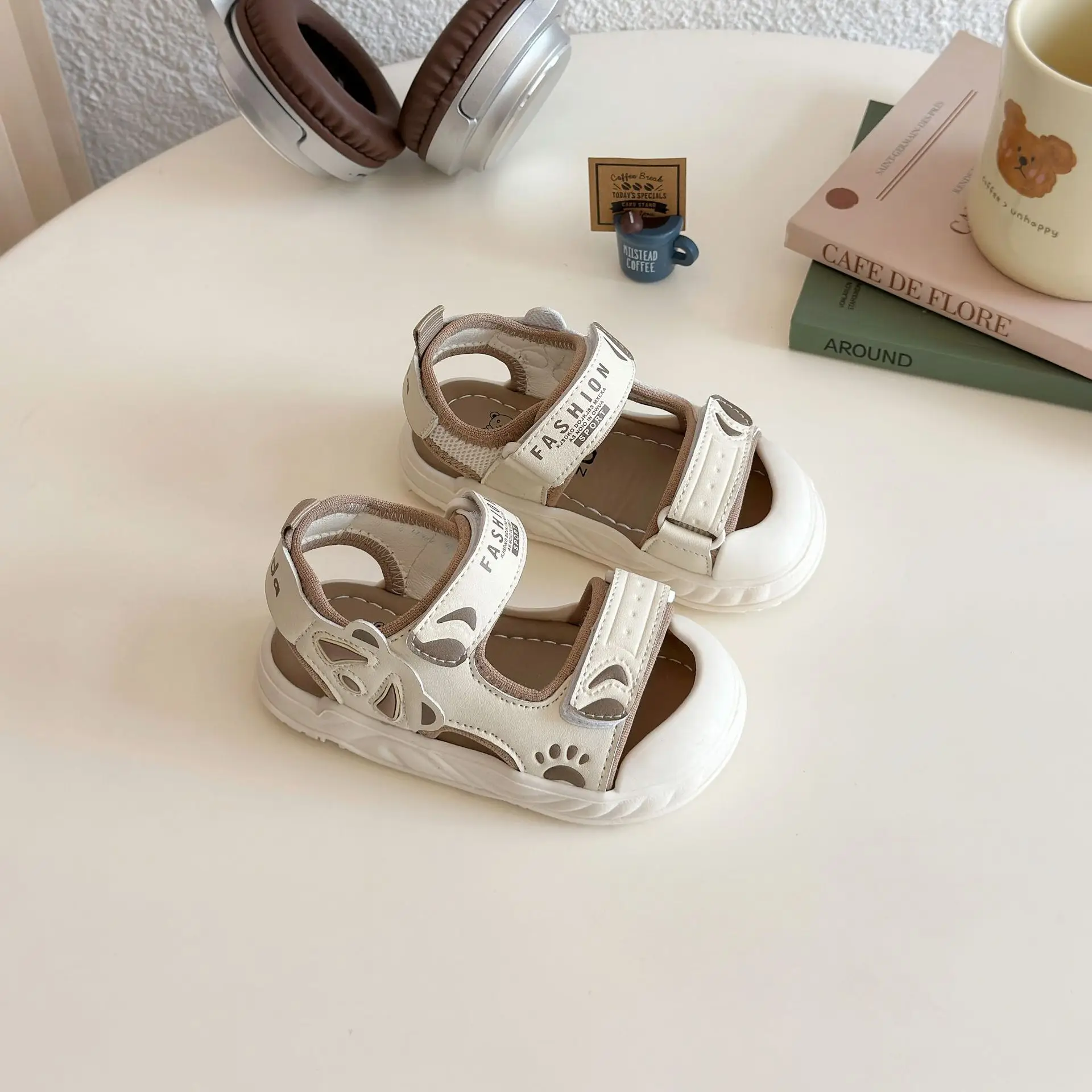 Baby Sandals Black White Non-Slip Summer