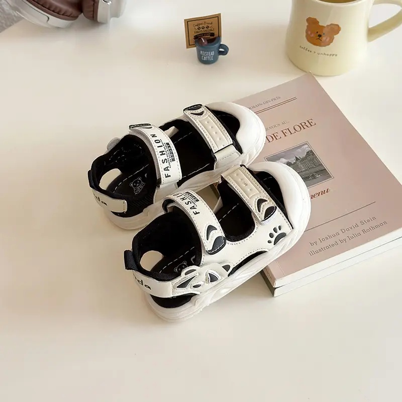 Baby Sandals Black White Non-Slip Summer