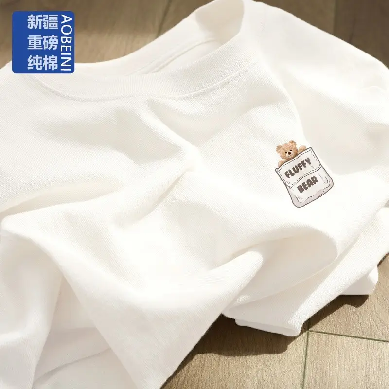 Pure Cotton Short-Sleeved T-Shirt for Women Summer New Round Neck Top for Women Fashionable Age-Reducing Loose Casual Korean Style Women's Clothing Trend