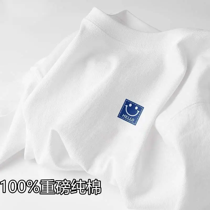 Pure Cotton Short-Sleeved T-Shirt for Women Summer New Round Neck Top for Women Fashionable Age-Reducing Loose Casual Korean Style Women's Clothing Trend