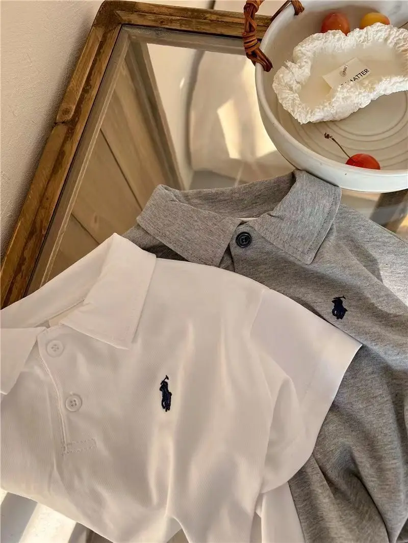 Boys Polo Shirt Set White Grey Blue Short Sleeve — feature 5