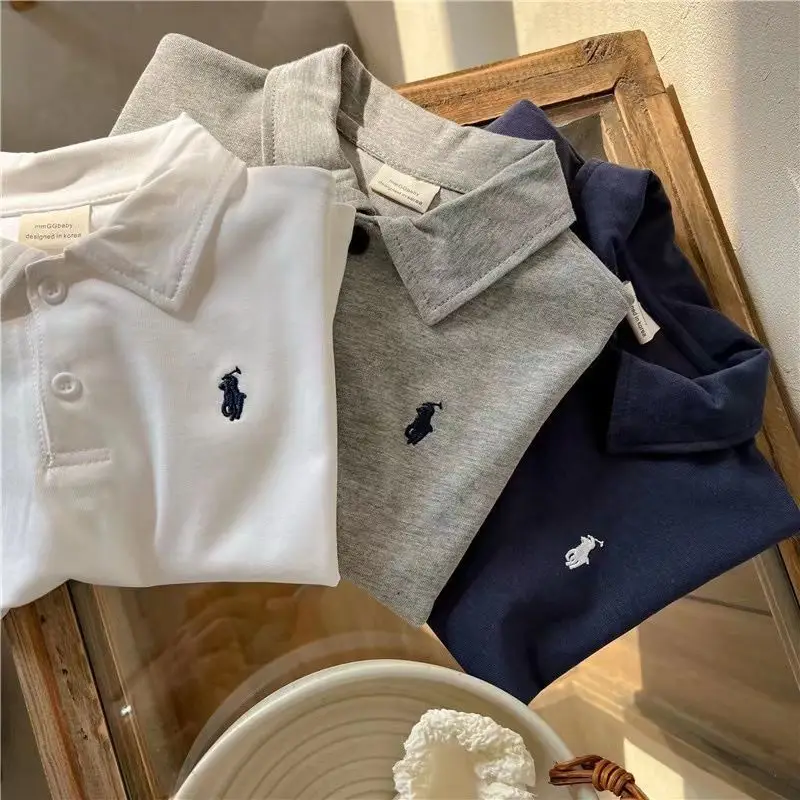 Boys Polo Shirt Set White Grey Blue Short Sleeve — feature 7
