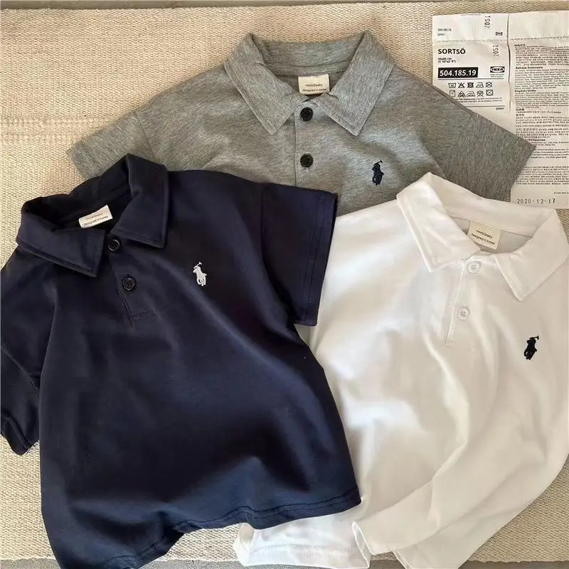 Boys Polo Shirt Set White Grey Blue Short Sleeve — feature 8