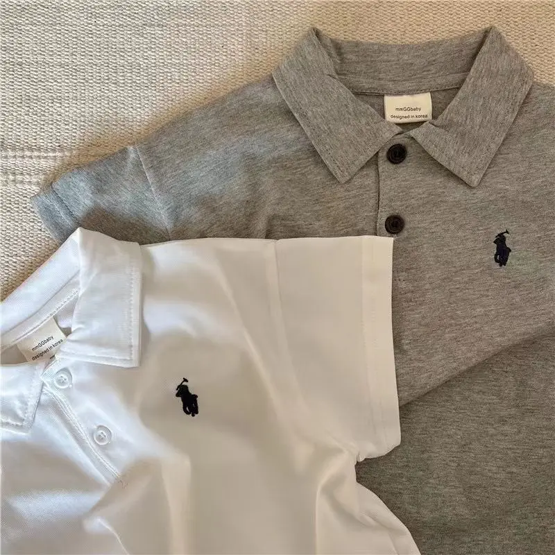 Boys Polo Shirt Set White Grey Blue Short Sleeve — feature 9