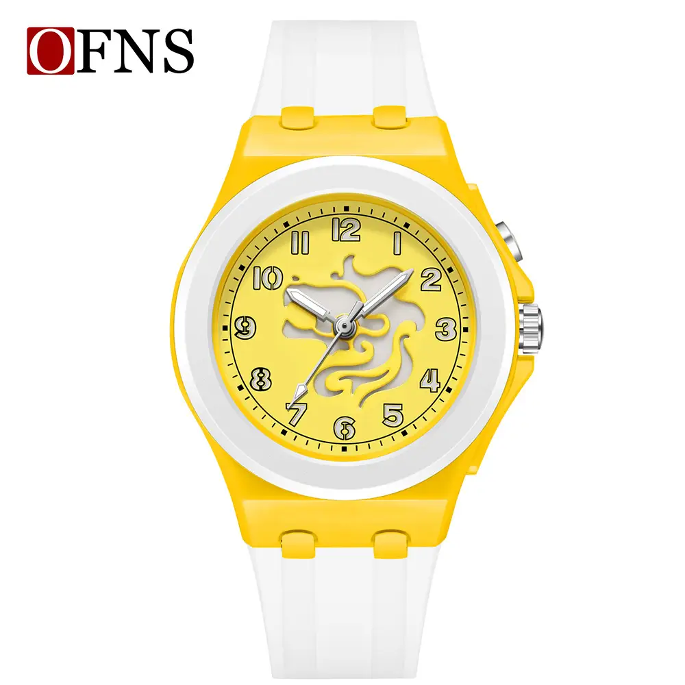 Ofns Cross-Border Watch Orange White Zodiac Dial Waterproof - Image 8