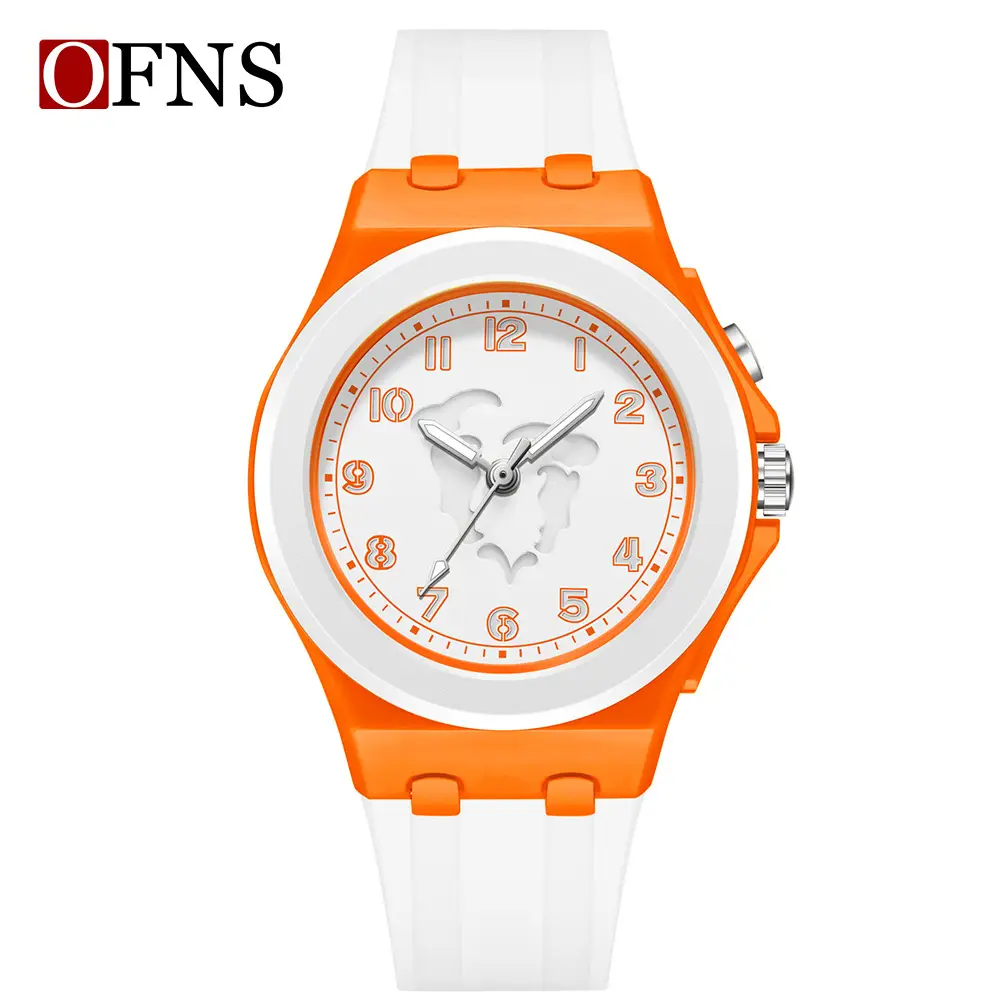 Ofns Cross-Border Watch Orange White Zodiac Dial Waterproof - Image 9