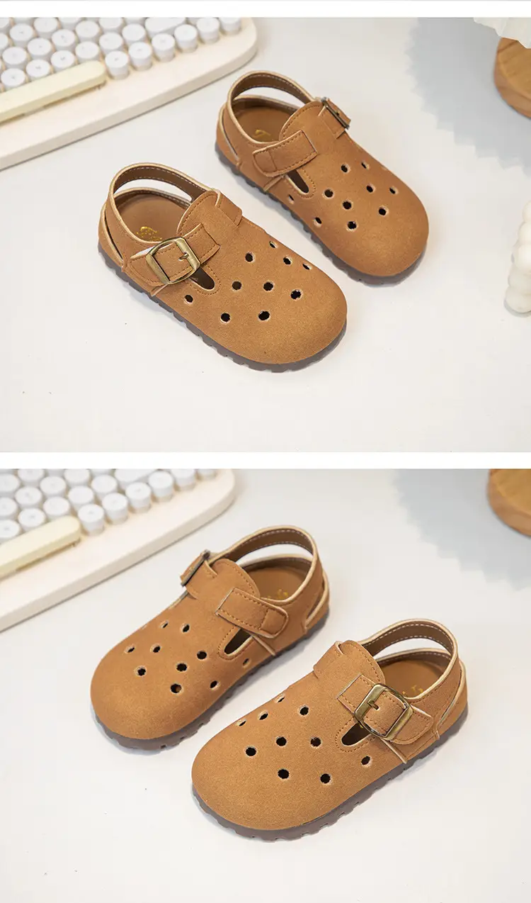 Girls Croc Sandals Brown Soft Sole Spring Summer — feature 8