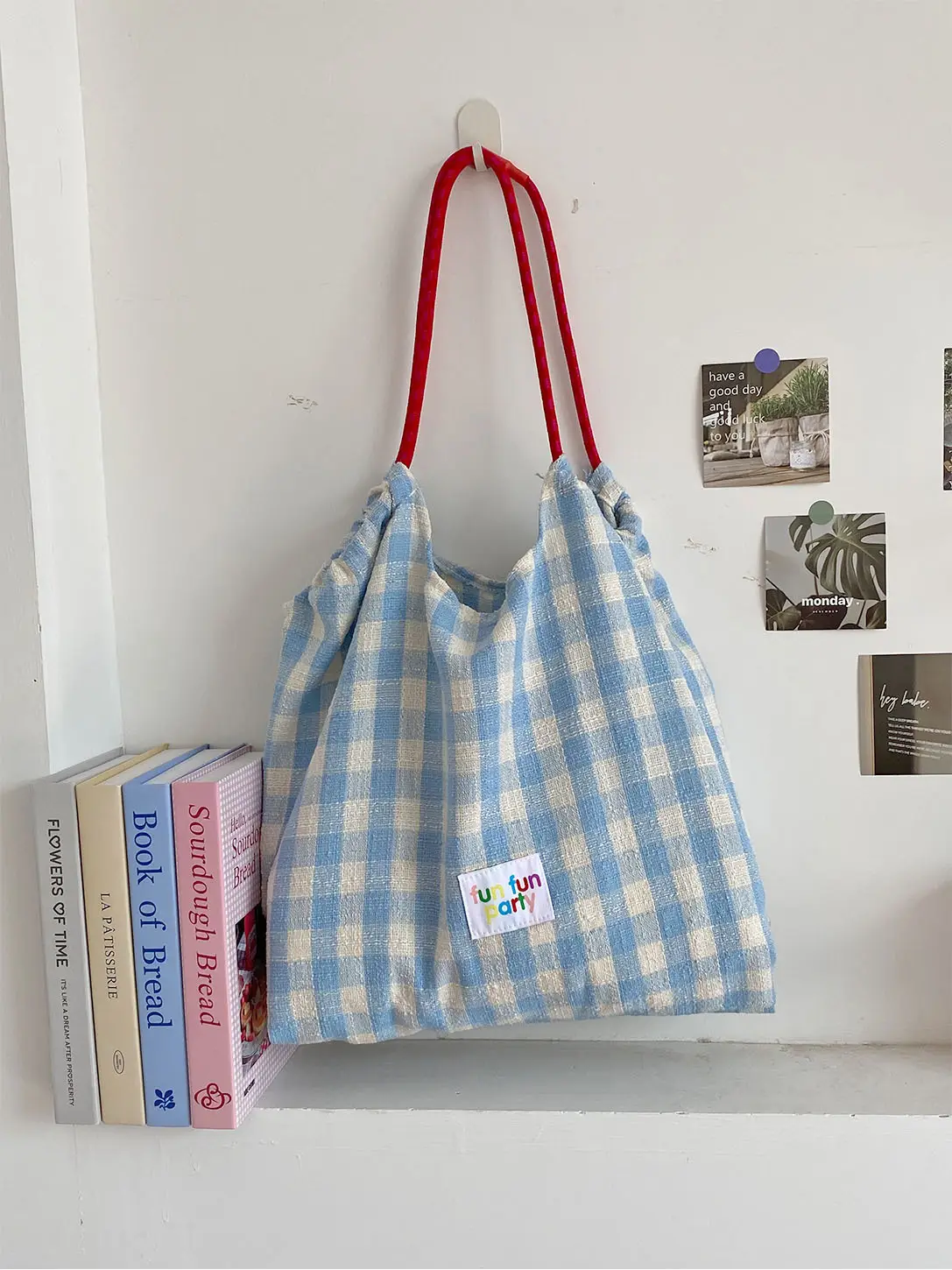 Fresh Check One-Shoulder Tote Bags Large Capacity Commuter Casual Student — feature 12
