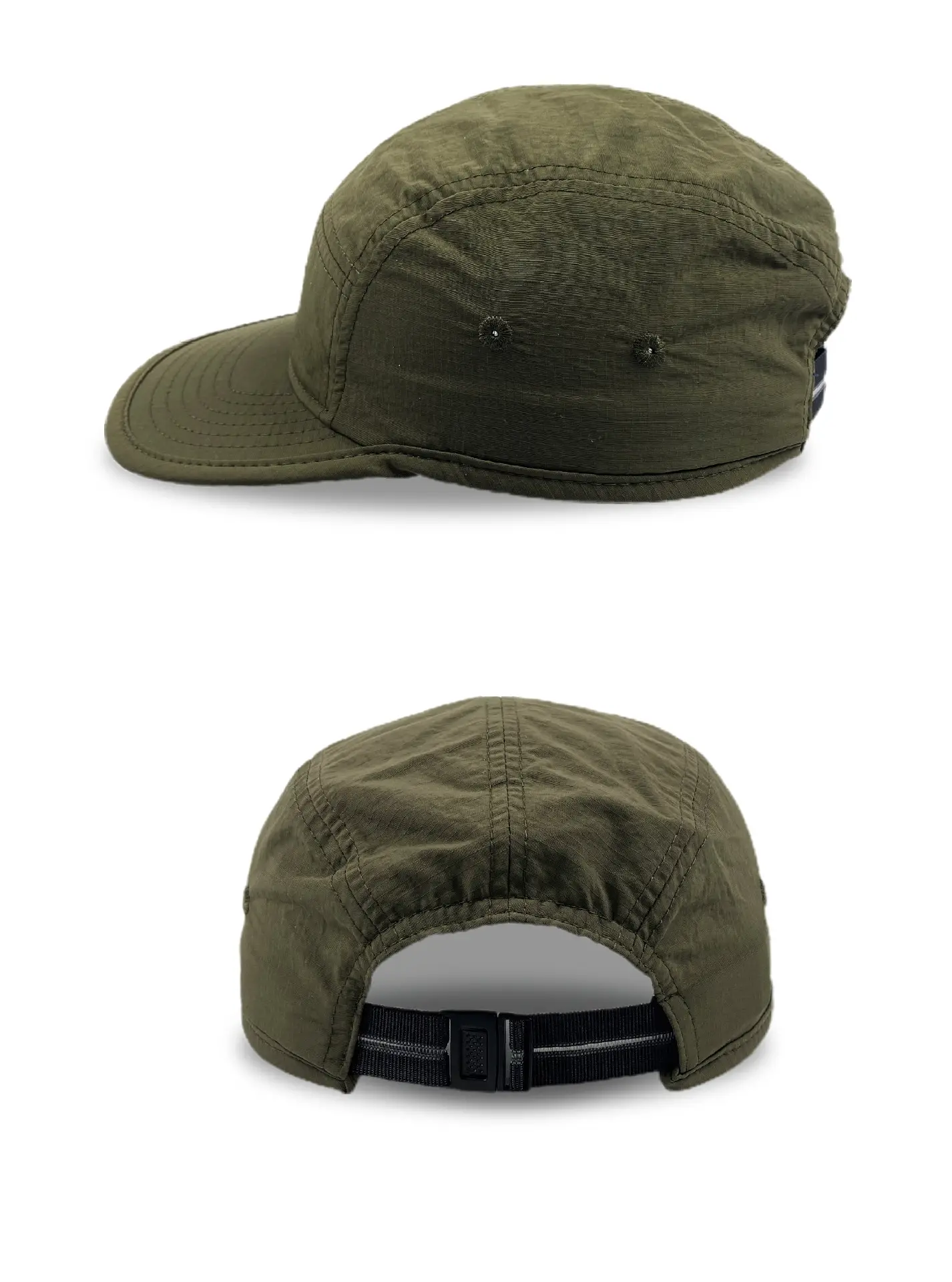 Japanese Flat Rim Five-piece Cap Solid Color Outdoor Cap Summer Baseball Cap Women's Quick-drying Fabric Cap Army Green — feature 5