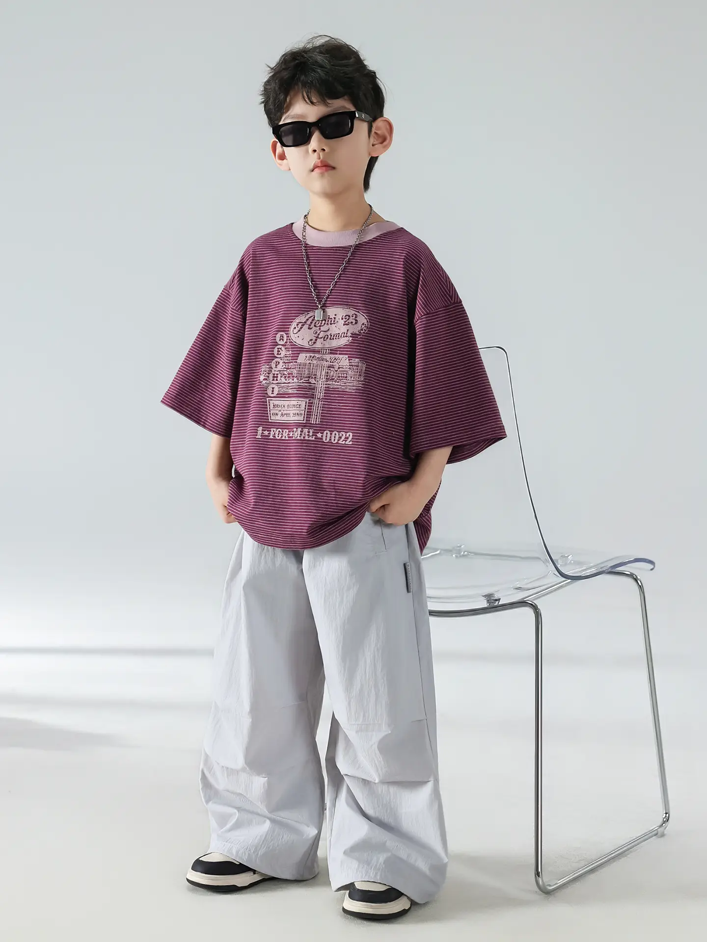 Boys Korean Style Summer T-Shirt Trousers Set - Image 4