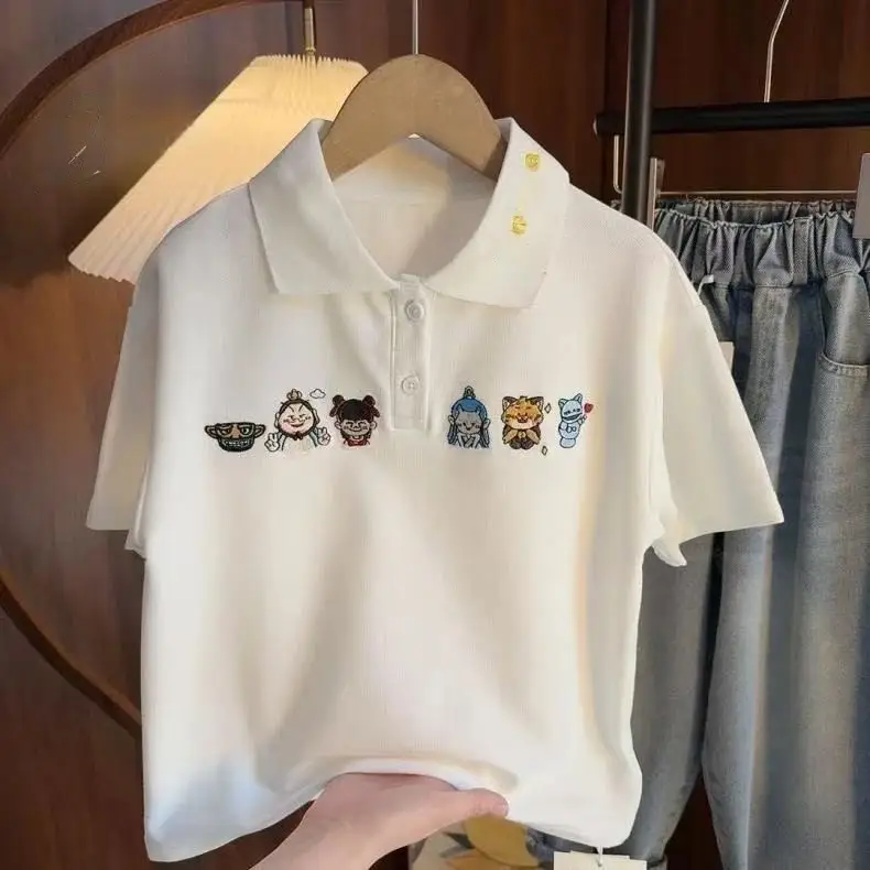 Summer Boys Polo Shirt White Embroidered 2025 — feature 8