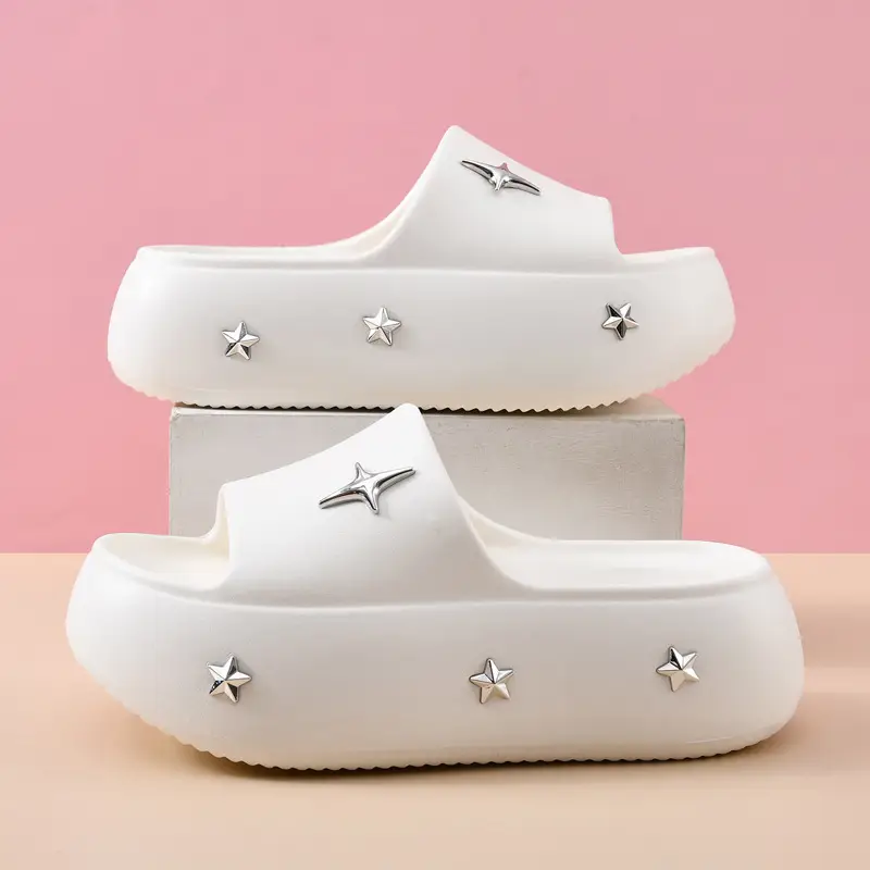 2025 Summer New Thick Slip-on Slippers Women's High-rise Wear-resistant Beach Fashion Casual Sandals